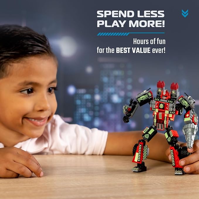 JITTERYGIT Mech Building Robot Glow in The Dark Action Figure Toy Set, Cool Space Super Hero Christmas Birthday Gift, Best Xmas Holiday Present Bricks for Boys, Girls, Teen 6 7 8 9 10 Year Old