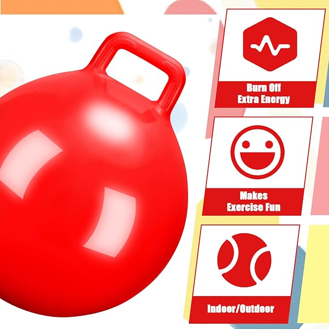 Kids Bouncy Hopper Ball with Handle Jumping Hopping Exercise Balls for Toddlers Boys Girls Indoor Outdoors Sports School Games Exercise Gifts(29 Inch,Red)