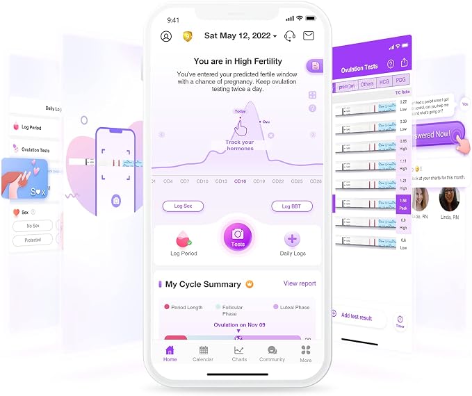 Easy@Home Ovulation Test Strips Powered by Premom Ovulation Predictor APP, FSA Eligible, 40 Ovulation Test and 10 Pregnancy Test Strips, 40LH +10HCG | Package May Vary
