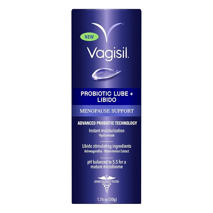 Vagisil Menopause Support Probiotic Lube + Libido, Vaginal Moisturizer with Hyaluronate, Ashwagandha and Watermelon Extract, pH Balanced for Mature Microbiome, Hormone-Free, 1.76 oz
