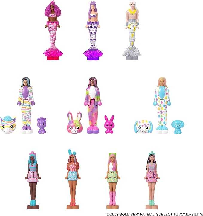 Barbie Mini Barbie Land Mermaid Dolls, 1.5-Inch Surprise Water Reveal, Series 3