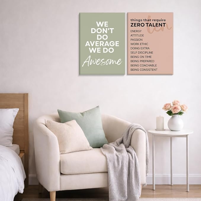 Framed Motivational Office Wall Decor, Set of 6 Boho Inspirational Teamwork Canvas Wall Art, Office Artwork Decorations for Work, Positive Quotes Team Gifts for Team Leader Boss