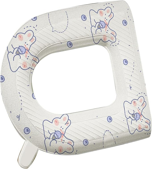 Fafeicy O Shaped Toilet Seat Cover, EVA Material, Cartoon Print Design, Fits Standard Toilets, Ideal Bathroom Accessory