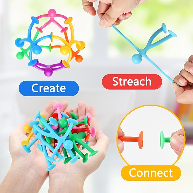 GOLDGE 35 Pack Suction Cup Sensory Toys, Silicone Suction Fidget Toys for Kids with Autism, Bulk Travel Toys for Calming Down, Stress Relief, Party Favors, Stocking Stuffers, Prizes for Boys & Girls