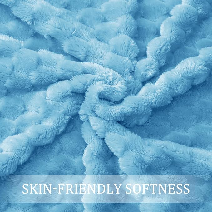 Exclusivo Mezcla 3D Fleece Queen Size Blanket for Bed, Blue | Extra Soft Fuzzy Plush Lightweight Bed Blankets, Cozy Fluffy Decorative Blankets for All Seasons, 90x90 Inches
