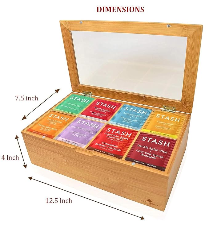 Stash Tea Bags Sampler Assortment Variety Pack 80 Tea Bags 30 Unique Flavors in Bamboo Organizer for Mom Dad Wife Husband Tea Lovers
