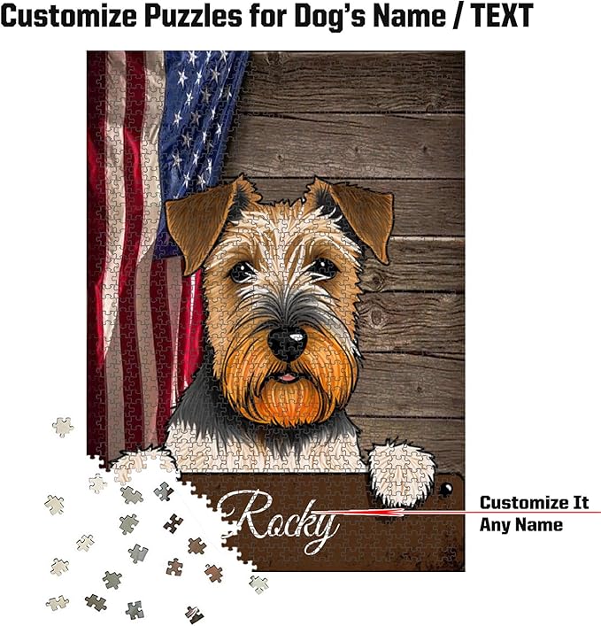 Custom Wooden Jigsaw Puzzles with Your Dog's Name on Wales Terrier Art Print - 300 500 1000PCS Puzzles Game and Home Wall Decor