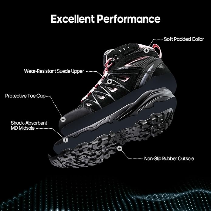 NORTIV 8 Women's Waterproof Hiking Boots Outdoor Trekking Camping Trail Hiking Boot Seeker