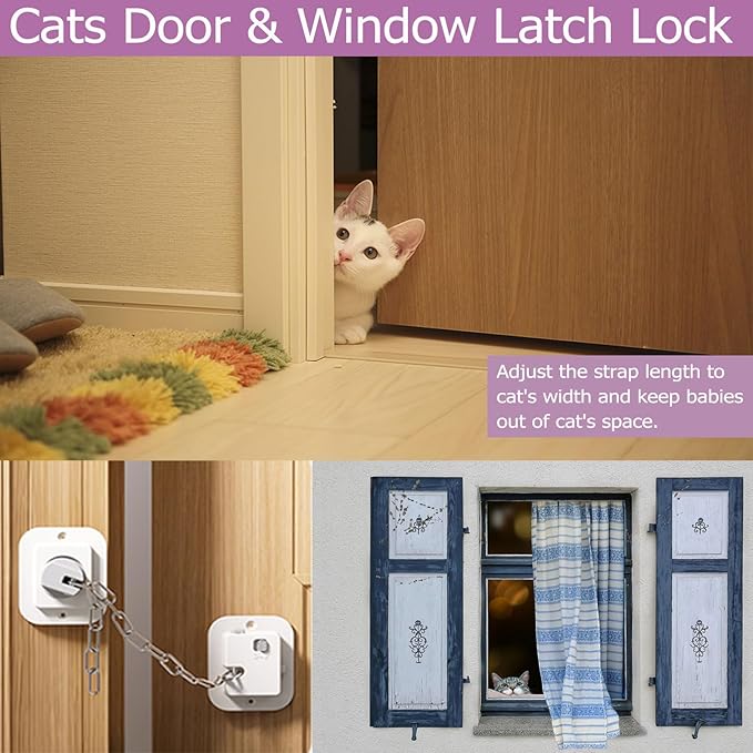 Child Proof Door Lock, Adjustable Latch, 4 Packs | 3M Adhesive, For Baby & Pets, No Tools Needed