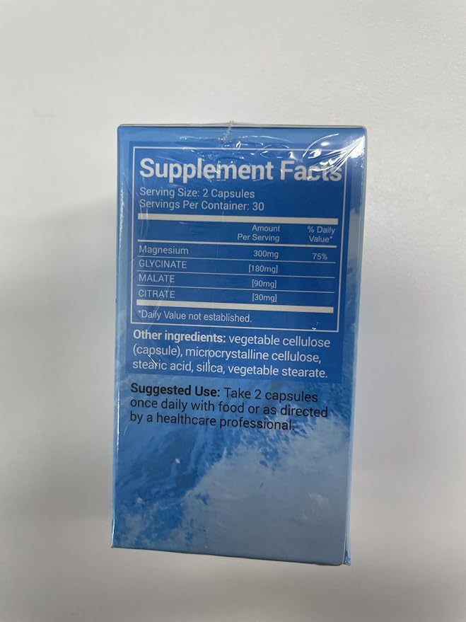 ASSR Triple Magnesium Complex - 300mg Pure Ocean Magnesium Glycinate & Magnesium Malate & Magnesium Citrate for Sleep, Energy, and Relaxation Support, High Absorption, Vegan, Non-GMO, 90 Capsules