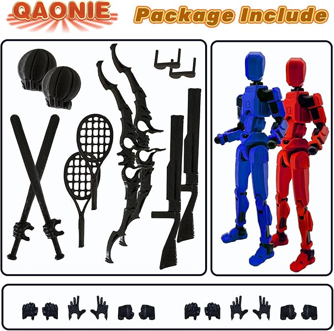 3D Printed 5.54-inch Multi-Jointed Action Figures Dummy13, Full Body Mechanical Movable Toy, Multiple Accessories, Hand Painted Figure, Desk Decoration, Creative Gifts (Sport-set1)