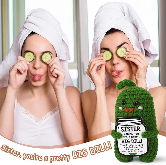 MAMAGIFTREE Funny Sister Gifts Christmas Gift for Sister, Big Sister, Little Sister - Unique Sister Gifts from Sister or Brother, Sentimental Sister Birthday Gift - Handmade Crochet Pickle
