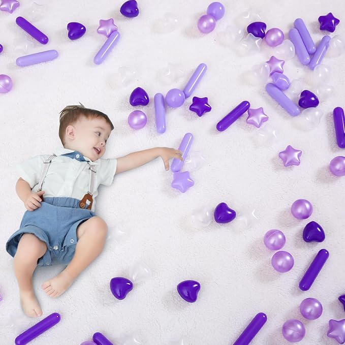 STARBOLO Ball Pit Balls for Toddlers - Macaron 200 Ball Pit Balls Crush Proof Plastic Toy Balls for Toddlers Ball Pits, Ball Pit Play Tent, Baby Pool Water Toys(Mixed Purple)
