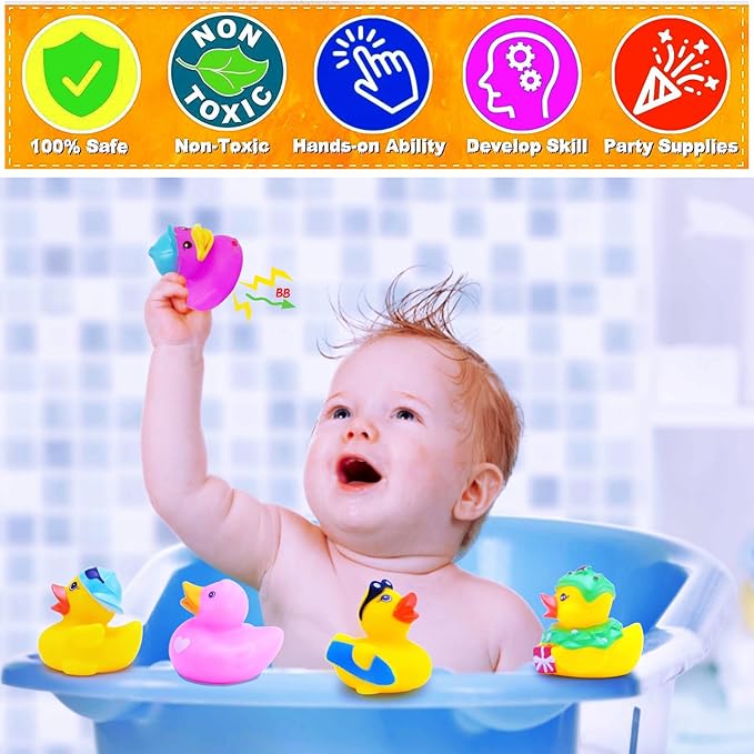 Rubber Ducks Toy Duckies for Kids,Baby Bath Toys, Toddlers Floater Duck Showers Accessories,Classroom Halloween Birthday Showers Time Party Favors Swimming Pool Toy Decoration Gift (12 Pack)