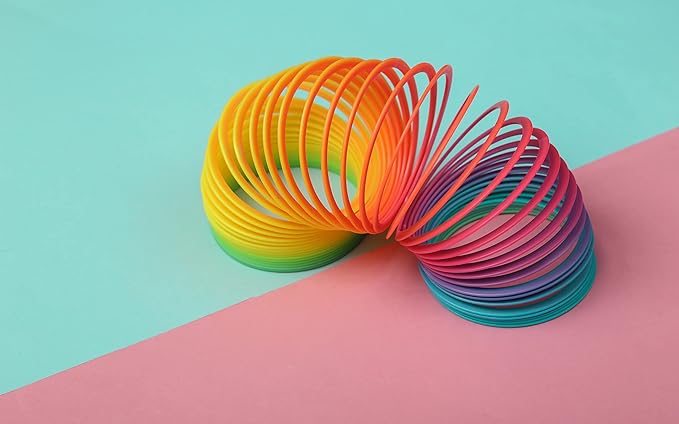 The Dreidel Company Plastic Multicolor Coil Spring, Goody Bag Fillers, Party Favor for Kids, 3" Inches (80mm) (2-Pack)