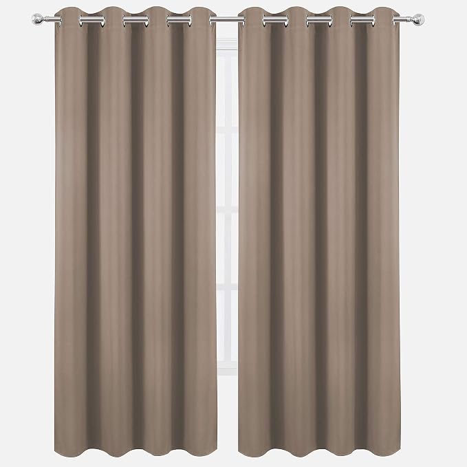 LEMOMO Cappuccino Thermal Blackout Curtains/52 x 84 Inch/Set of 2 Panels Room Darkening Curtains for Bedroom