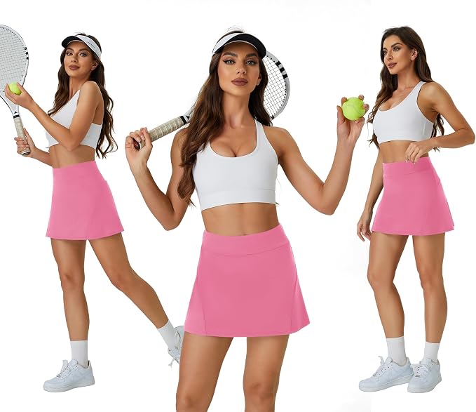 Womens Tennis Skirt Crossover High Waisted Skort with Pockets Shorts | Athletic Skirts for Golf Running Workout Pickleball, Aesthetic Activewear, Sporty Athleisure Style