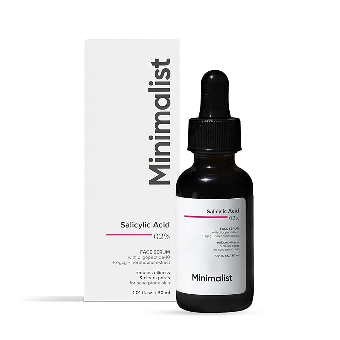 Minimalist Salicylic Acid 2% Serum For Acne, Blackhead & Open Pores | Reduces Excess Oil & Bumpy Texture | BHA Liquid Exfoliant for Acne Prone & Oily Skin | For Women & Men | 1 Fl Oz/30ml