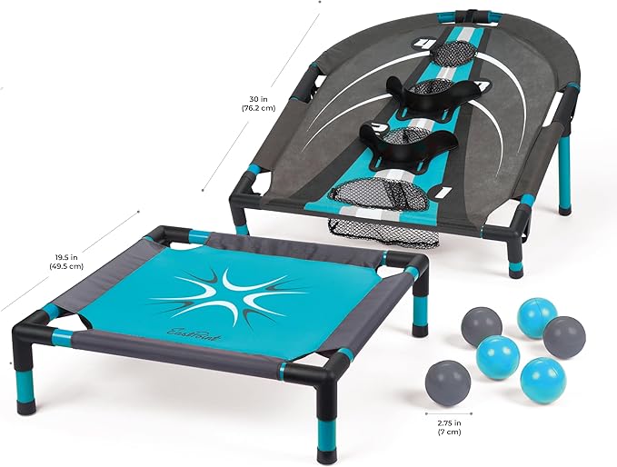 EastPoint Spring Fling Bounce Game - Single Target Set, Black/Blue - 20-Inch Trampoline for Backyard Games - Scoring Target for Outdoor Play for Adults & Family - Compact Organizer for Camping Set
