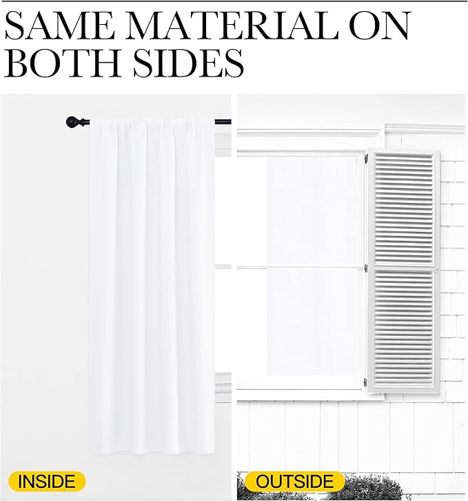 NICETOWN White Bedroom Curtain Panels - Multi-Function Noise Reducing Performance Window Treatment Thermal Insulated Rod Pocket Room Darkening Drapes for Nursery (2 Panels, 70 in x 95 in (W x L))