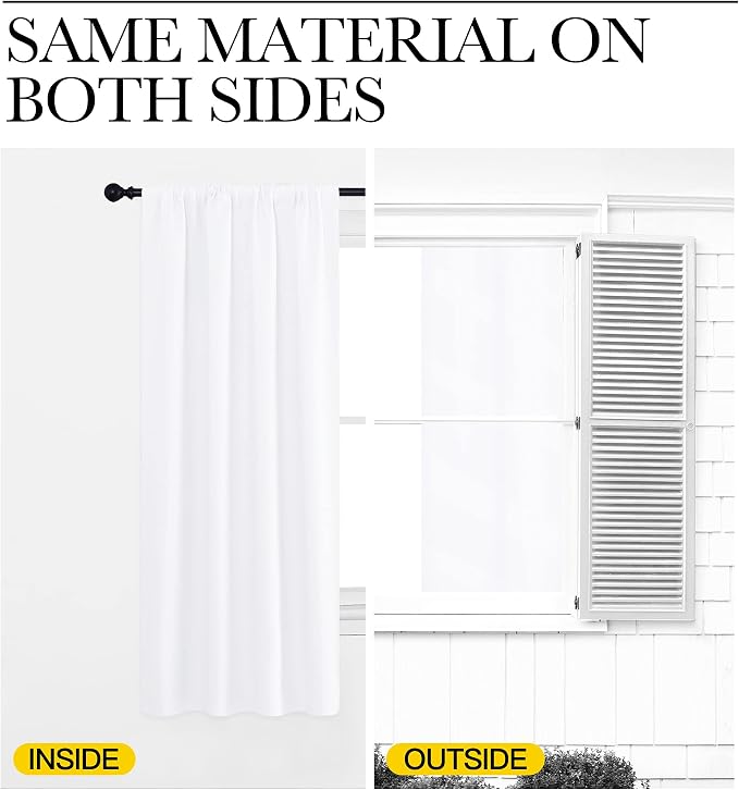 NICETOWN Kitchen Curtains, Short Home Decoration Curtains & Drapes, Small Window Draperies for Dining Room, Cupboard (White, 42 in x 54 in (W x L), Set of 2)