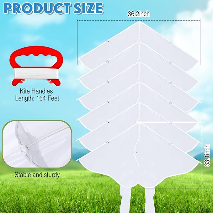 Libima 50 Pcs DIY Blank Kites for Kids Bulk Large Kite Making Kit Easy to Fly Set Party with Watercolor Pens and String Decorating Coloring Party Set for Craft Outdoor Games (Butterfly)