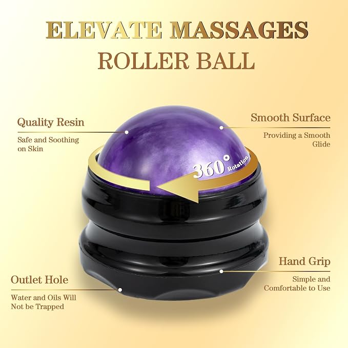 Pjordo Massage Oil for Massage Therapy, Vanilla, Lavender Oil, with Massage Roller Ball, Massage Oils for Muscle Relaxing, Calming, Soothing & Moisturizing, Spa Gift Set for Her and Him