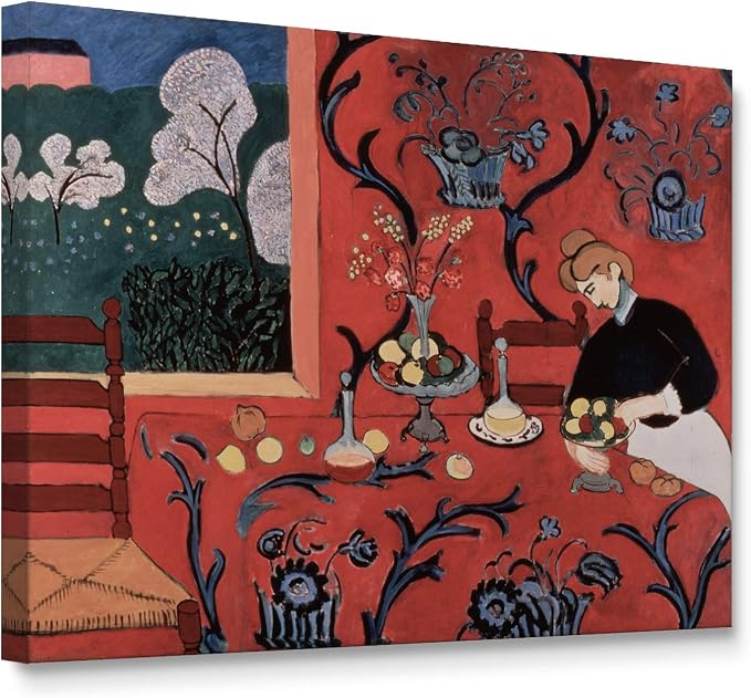 Niwo ART - Red Room (Harmony in Red), World's Most Famous Paintings Series, Canvas Wall Art Home Decor, Gallery Wrapped, Stretched, Framed Ready to Hang (20"x16"x3/4")