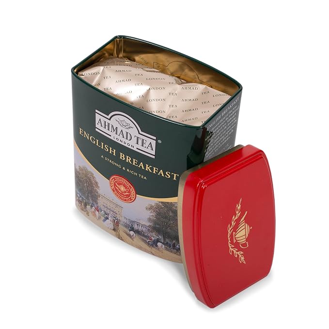 Ahmad Tea Caddy Gift Tin, English Scene, English Breakfast, 100 Gram