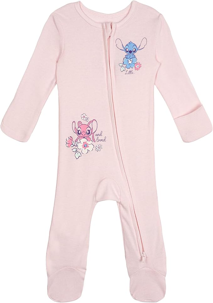 Disney Baby Girls 2 Pack Zip Up Sleep N' Plays Newborn to Infant Sizes (Newborn - 24 Months)