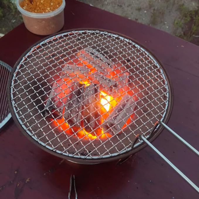 Stainless Steel Cross Wire Round Steaming Cooling Barbecue Racks with Handle for BBQ Korea Carbon Baking Net