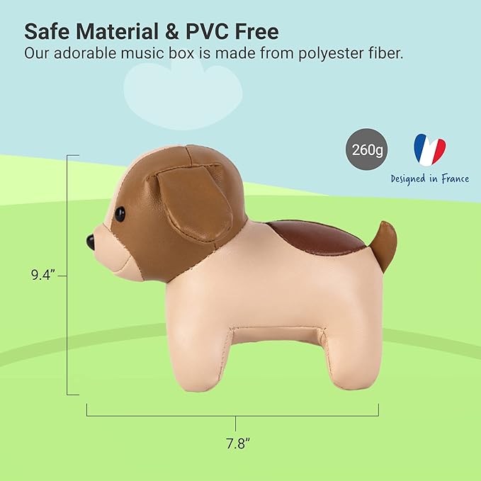 Little Big Friends Musical Baby Toy – Soft Plush Pull-String Cord Classical Toy for Baby & Toddlers | Soothing Stuffed Cuddly Animal Gift | Adrien The Dog