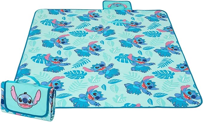 Disney Stitch Blanket Hula Dance Tropic Leafs Outdoor Picnic Throw 50" X 60"
