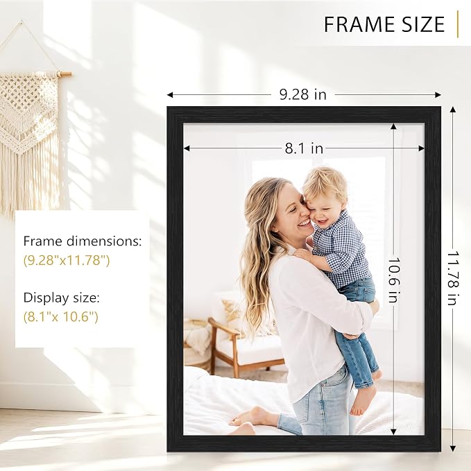 PEALSN 8.5x11 Picture Frame Set of 6, Black Picture Frames with HD Plexiglass,Wall Gallery Photo Frames for Wall Mounting or Tabletop Display, Black Woodgrain