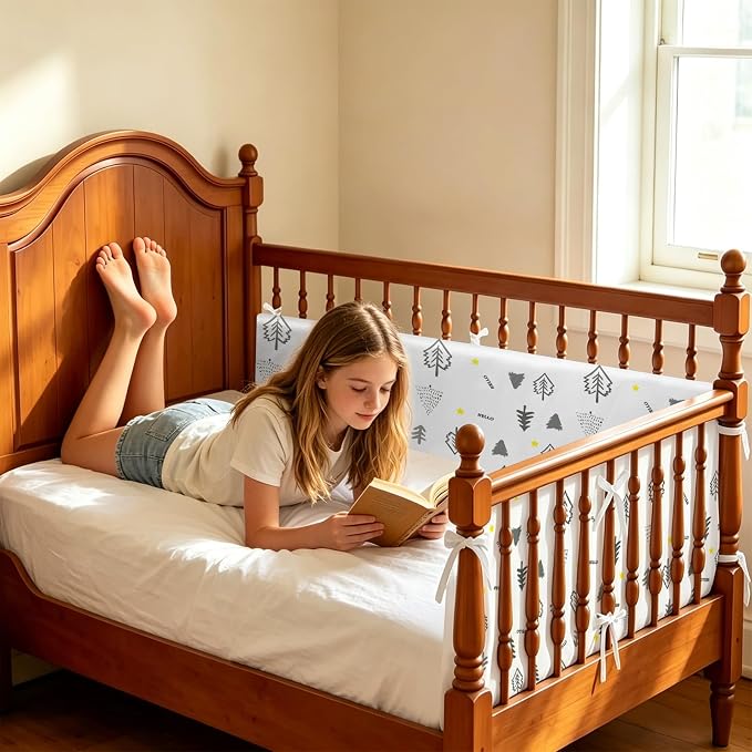 4pc Soft Edge Protection Railings, Safety Frame,Balcony Railing Bottom Protection, Stair Railings, Washable & Easy Install (Pine)