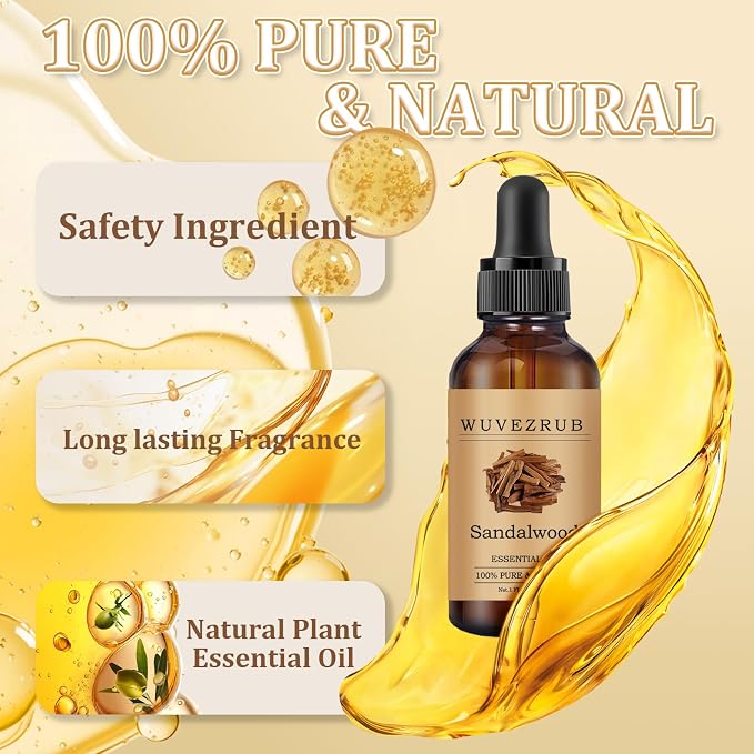 Sandalwood Essential Oil 30ML - 100% Pure and Natural Oils for Aromatherapy Diffuser - 1 Fl Oz/Sandalwood