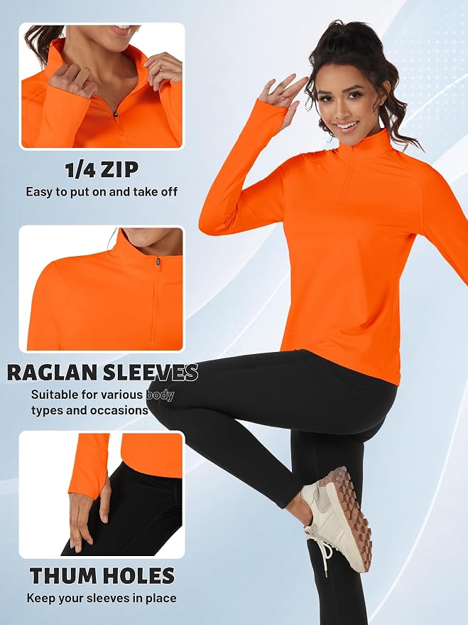 TACVASEN Women's Quarter Zip Sweatshirt Fleece Long Sleeve Workout Pullover | Lightweight Breathable Thermal Fabric,Mock Neck Design,Athletic Tops,Ideal for Gym Running Activities