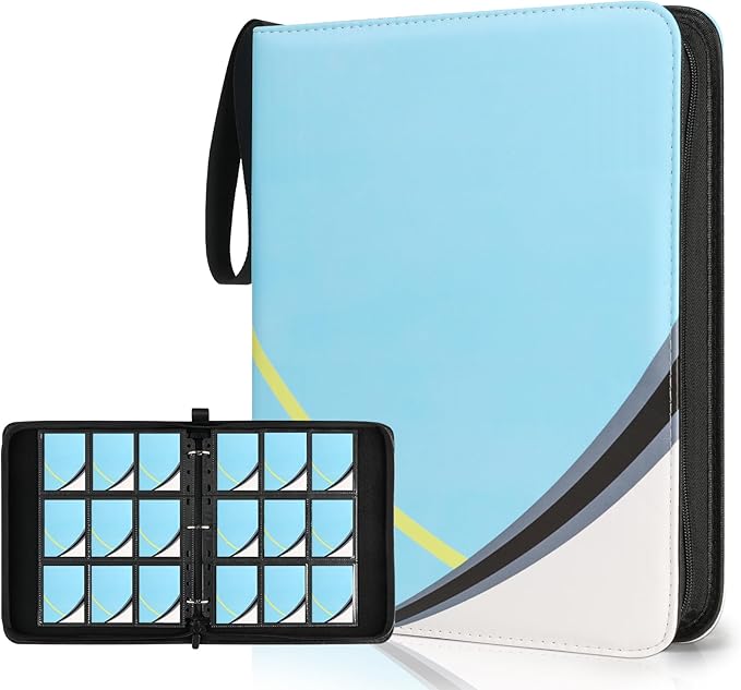 9 Pocket Card Binder for Pokemon Card, 720 Pockets Card Binder Holder with 40 Removable Sleeves, 3-Ring Zip Design Trading Card Albums for MTG/TCG/Sport Collectible Gifts for Boys and Girls (Blue)