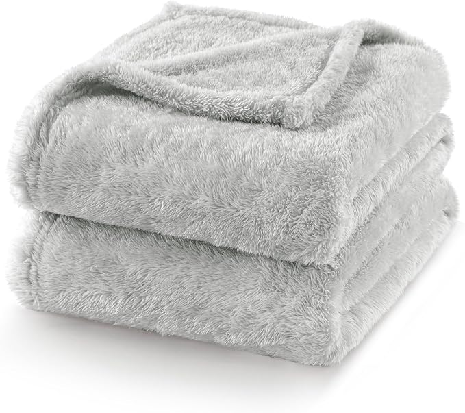 Exclusivo Mezcla Fuzzy Plush Fleece Bed Blanket Twin XL Size, Light Grey | 90x66 Inches, Super Soft and Cozy Bed Blanket, Fluffy Blanket for Bed, College Dorm Room Essentials, All Season