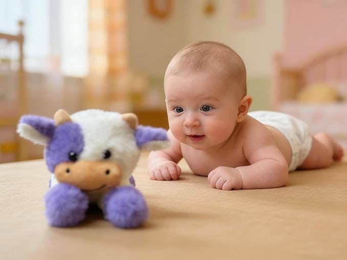 Cute Cow Plush Stuffed Animal Doll Toy 10 inch for Girls Boys (pa Cow purplue)