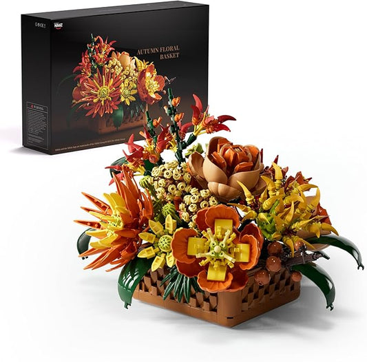 Nifeliz Floral Basket Building Set for Adults, Fall-Inspired Flower Arrangement Decor Kit, Seasonal Home or Office Display, Mindful Gift Idea (1,284 PCS, NF10325)
