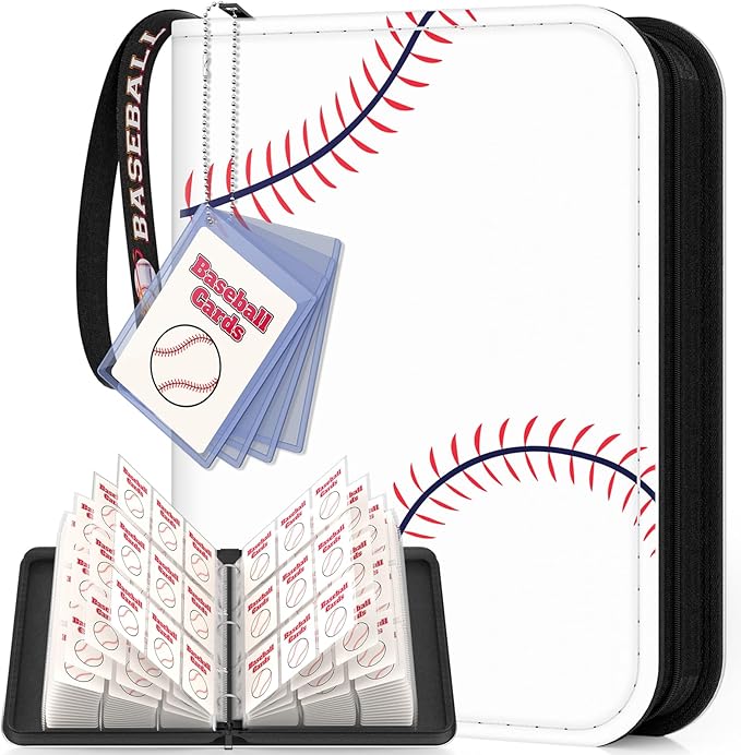 Mlikero Baseball Card Binder 720 Pocket, Trading Card Binder with Display Design, Premium Card Holder with Sports Pattern Wristband, Compatible with Topps Baseball Cards 2025