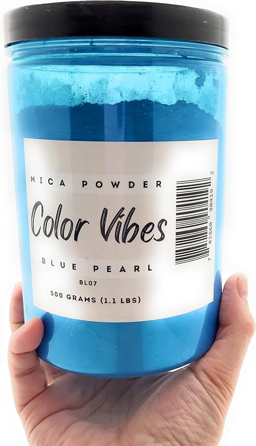 Pearl Mica Powder Pigment Dye - 500 Grams (1.1 lbs) - Best Bulk Price for Fine Arts, Crafting, Painting, Bath Bomb Soap Candle Slime Jewelry Making, Epoxy Resin, Woodworking (Blue BL07)