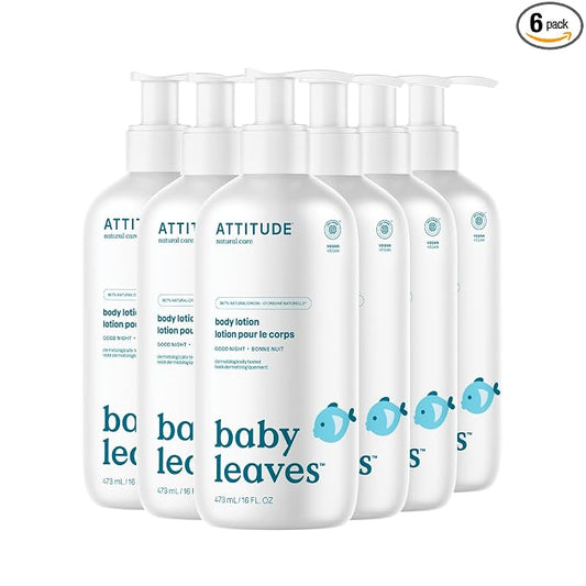 ATTITUDE Baby Lotion, EWG Verified Moisturizer, Dermatologically Tested Moisturizing Cream, Vegan and Cruelty-Free, Good Night, 16 Fl Oz (Pack of 6)