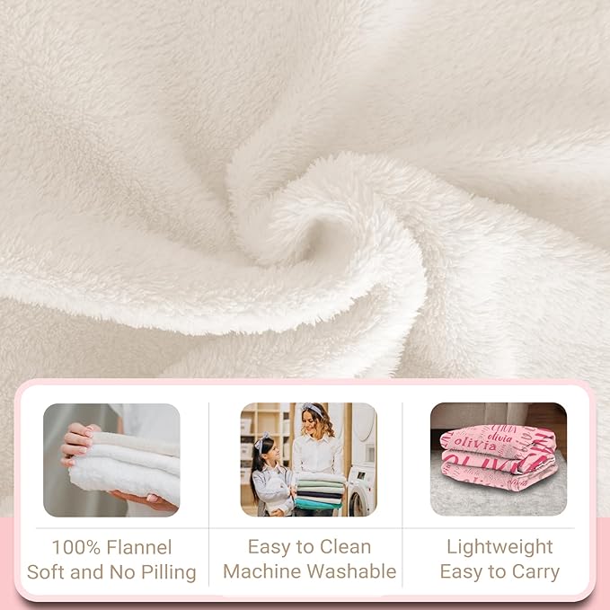 Personalized Name Blanket for Kids & Adults, Custom Name Blanket for Girls & Boys, Personalized Birthday Gifts