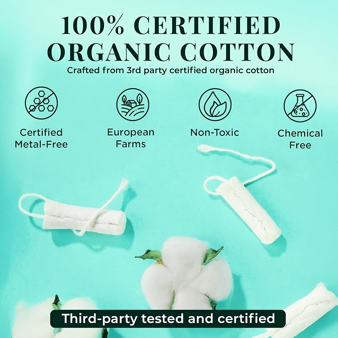 Tampon Tribe Super Plus Organic Tampons for Women | 72 Non-Toxic Tampons | Natural 100% Organic Cotton, Hypoallergenic, Metal and Chemical Free with Biodegradable Applicator | (72 Count - Super +)