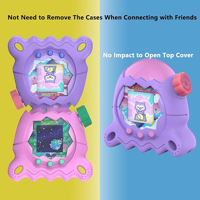 Silicone Case for Tamagotchi Paradise with Button Cap, Protective Cover with Screen Protector and Lanyard for Tamagotchi Paradise Pet Accessories (Pink)