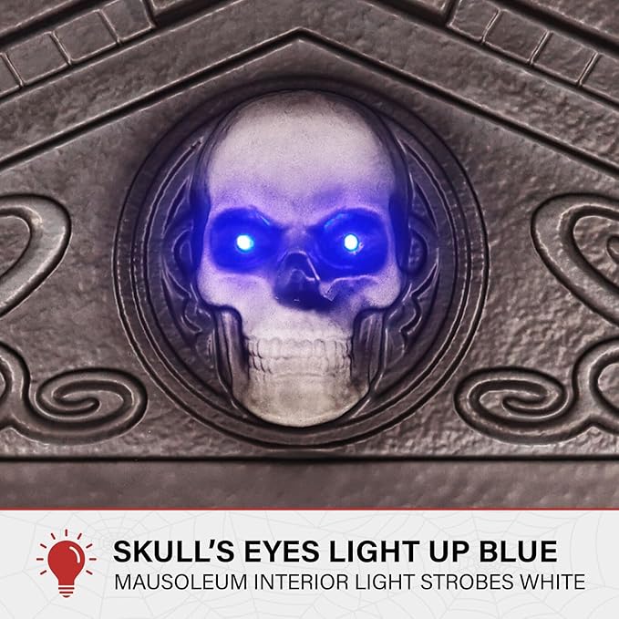 Haunted Hill Farm 6.7-Ft Animatronic Mausoleum by Tekky, Halloween Animatronic, Spooky House Wall Decoration, Creepy Indoor & Covered Outdoor Party Decor Motion-Activated Lights & Sound, LifeSize
