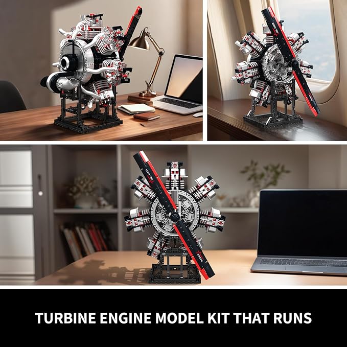 Mould King Military Aircraft Engine Building Block Kit, 3089 Pieces Radial Aviation Engine Model That Runs with Motor, Mechanical Science Education STEM Toy Gifts for Adults