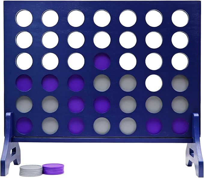 Tailgating Pros Premium Navy Giant Four in a Row with Carrying Case - Jumbo Oversized Outdoor Yard Game - Connect Multiple Pucks in a Row to Win - Many Puck Colors Available!